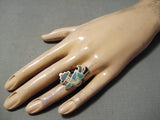 Highly Detailed Vintage Zuni Native American Turquoise Sterling Silver Ring Old-Nativo Arts