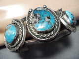 Horseshoe Vintage Native American Navajo Pilot Mountain Turquoise Sterling Silver Bracelet Old-Nativo Arts