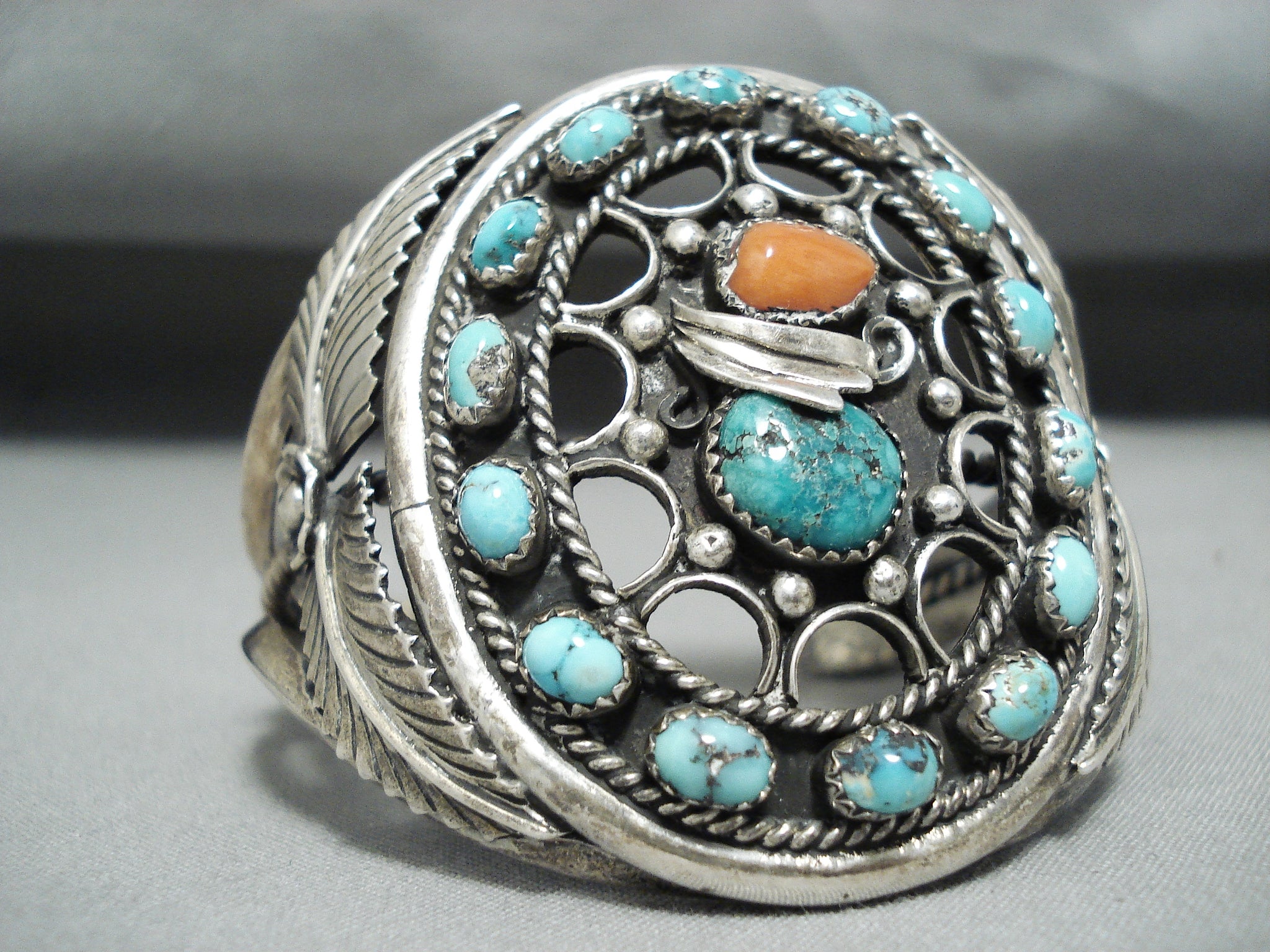 Huge Al Joe Vintage Native American Navajo Turquoise Coral