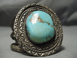 Huge And Heavy!! Vintage Native American Navajo Royston Turquoise Sterling Silver Bracelet-Nativo Arts