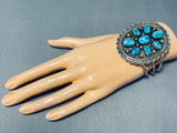 Huge Authentic Vintage Native American Navajo Turquoise Sterling Silver Bracelet-Nativo Arts