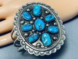 Huge Authentic Vintage Native American Navajo Turquoise Sterling Silver Bracelet-Nativo Arts
