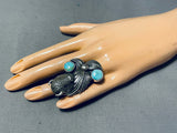 Huge Buffalo Native American Turquoise Sterling Silver Ring-Nativo Arts