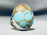 Huge Bulbous Native American Turquoise #8 Sterling Silver Ring-Nativo Arts