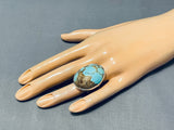 Huge Bulbous Native American Turquoise #8 Sterling Silver Ring-Nativo Arts