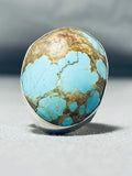 Huge Bulbous Native American Turquoise #8 Sterling Silver Ring-Nativo Arts