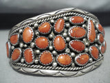 Huge Chunky Coral Vintage Native American Navajo Sterling Silver Bracelet-Nativo Arts