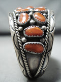 Huge Chunky Coral Vintage Native American Navajo Sterling Silver Bracelet-Nativo Arts