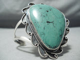 Huge Green Teardrop Vintage Native American Navajo Sterling Silver Bracelet Cuff-Nativo Arts