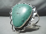 Huge Green Teardrop Vintage Native American Navajo Sterling Silver Bracelet Cuff-Nativo Arts