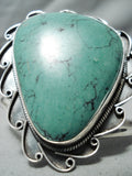 Huge Green Teardrop Vintage Native American Navajo Sterling Silver Bracelet Cuff-Nativo Arts