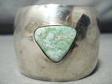 Huge Hand Tooled Vintage Native American Navajo Green Turquoise Sterling Silver Bracelet-Nativo Arts