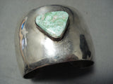 Huge Hand Tooled Vintage Native American Navajo Green Turquoise Sterling Silver Bracelet-Nativo Arts