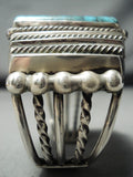 Huge Important Native American Navajo Squared Turquoise Sterling Silver Bracelet-Nativo Arts