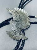 Huge Joe Paul Native American Navajo Sterling Silver Eagle Bolo Tie Signed Joe Paul-Nativo Arts