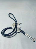 Huge Joe Paul Native American Navajo Sterling Silver Eagle Bolo Tie Signed Joe Paul-Nativo Arts