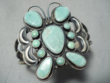 Huge Native American Navajo Royston Turquoise Butterfly Sterling Silver Bracelet-Nativo Arts