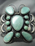 Huge Native American Navajo Royston Turquoise Butterfly Sterling Silver Bracelet-Nativo Arts