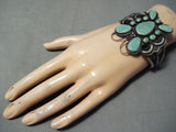 Huge Native American Navajo Royston Turquoise Butterfly Sterling Silver Bracelet-Nativo Arts