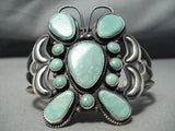 Huge Native American Navajo Royston Turquoise Butterfly Sterling Silver Bracelet-Nativo Arts
