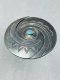 Huge Natural Dark Patina Vintage Native American Navajo Sterling Silver Swirl Pin-Nativo Arts