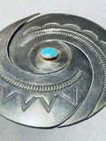Huge Natural Dark Patina Vintage Native American Navajo Sterling Silver Swirl Pin-Nativo Arts