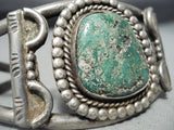 Huge Old Vintage Native American Navajo Swirl Flank Cerrillos Turquoise Sterling Silver Bracelet-Nativo Arts