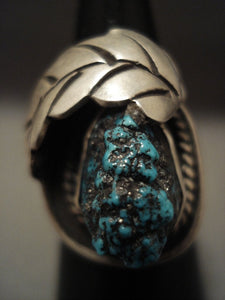 Huge Protruding 3d Old Persin Turquoise Vintage Navajo Native American Jewelry Silver Ring-Nativo Arts