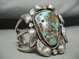 Huge Quality Vintage Native American Navajo Royston Turquoise Sterling Silver Leaf Bracelet-Nativo Arts