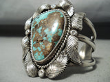 Huge Quality Vintage Native American Navajo Royston Turquoise Sterling Silver Leaf Bracelet-Nativo Arts