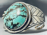 Huge Rounded Spiderweb Turquoise Vintage Native American Navajo Sterling Silver Bracelet-Nativo Arts