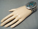 Huge Turquoise Cross Vintage Native American Navajo Sterling Silver Bracelet Old-Nativo Arts
