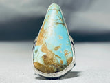 Huge Turquoise Teardrop Native American Sterling Silver Ring-Nativo Arts