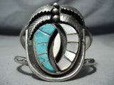 Huge Twist Inlay Vintage Native American Navajo Turquoise Sterling Silver Bracelet-Nativo Arts