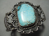 Huge Vintage Native American Navajo Blue Diamond Turquoise Sterling Silver Bracelet Old-Nativo Arts