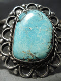 Huge Vintage Native American Navajo Blue Diamond Turquoise Sterling Silver Bracelet Old-Nativo Arts