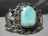Huge Vintage Native American Navajo Blue Diamond Turquoise Sterling Silver Bracelet Old-Nativo Arts