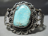 Huge Vintage Native American Navajo Blue Diamond Turquoise Sterling Silver Bracelet Old-Nativo Arts