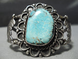 Huge Vintage Native American Navajo Blue Diamond Turquoise Sterling Silver Bracelet Old-Nativo Arts