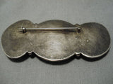 Huge!! Vintage Native American Navajo Blue Wind Turquoise Sterling Silver Pin Old-Nativo Arts