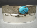 Huge Vintage Native American Navajo Deep Blue Turquoise Sterling Silver Bracelet Old-Nativo Arts