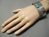 Huge Vintage Native American Navajo Deep Blue Turquoise Sterling Silver Bracelet Old-Nativo Arts
