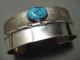 Huge Vintage Native American Navajo Deep Blue Turquoise Sterling Silver Bracelet Old-Nativo Arts