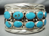 Huge Vintage Native American Navajo Double Row Turquoise Sterling Silver Bracelet-Nativo Arts