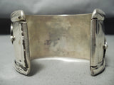 Huge Vintage Native American Navajo Double Row Turquoise Sterling Silver Bracelet-Nativo Arts