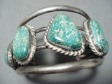 Huge Vintage Native American Navajo Green Turquoise Sterling Silver Bracelet Cuff-Nativo Arts