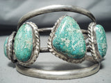 Huge Vintage Native American Navajo Green Turquoise Sterling Silver Bracelet Cuff-Nativo Arts