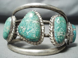 Huge Vintage Native American Navajo Green Turquoise Sterling Silver Bracelet Cuff-Nativo Arts
