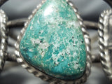 Huge Vintage Native American Navajo Green Turquoise Sterling Silver Bracelet Cuff-Nativo Arts
