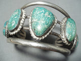 Huge Vintage Native American Navajo Green Turquoise Sterling Silver Bracelet Cuff-Nativo Arts